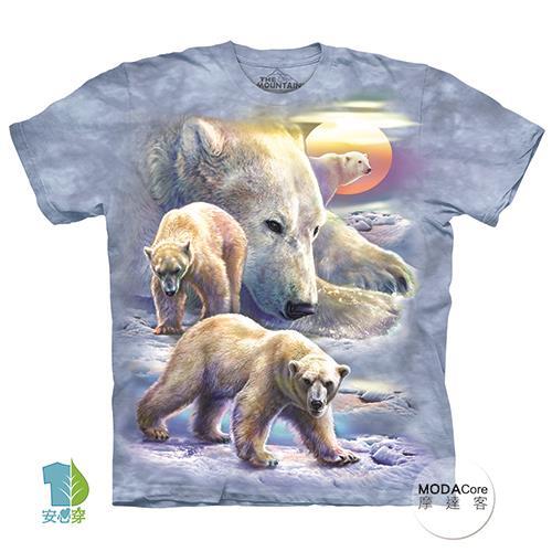  摩達客 (預購)(大尺碼3XL)美國進口The Mountain 日出北極熊 純棉環保藝術中性短袖T恤