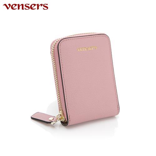 vensers小牛皮潮流個性皮夾TA555101粉色卡片夾