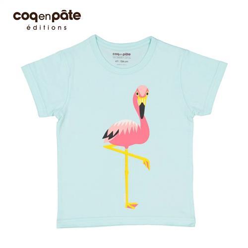 【BabyTiger虎兒寶】COQENPATE 法國有機棉童趣 短袖 T-SHIRT - 火鶴