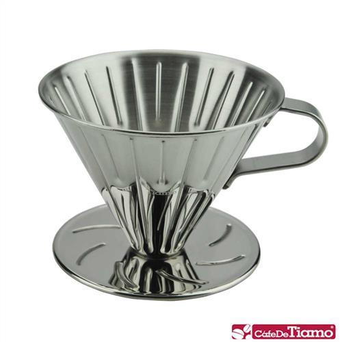 TIAMO V02 不銹鋼圓錐咖啡濾杯 附量匙濾紙