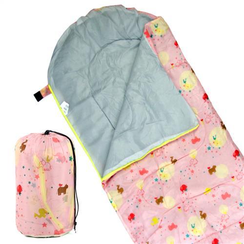 TreeWalker 高級柔軟舒適兒童捲筒睡袋(粉紅動物園)