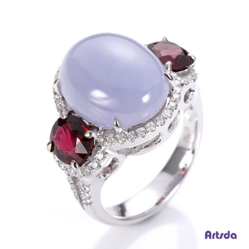 Artsda 紫翡尖晶石守護鑽戒（天然A貨翡翠，紅色尖晶石，18K金）