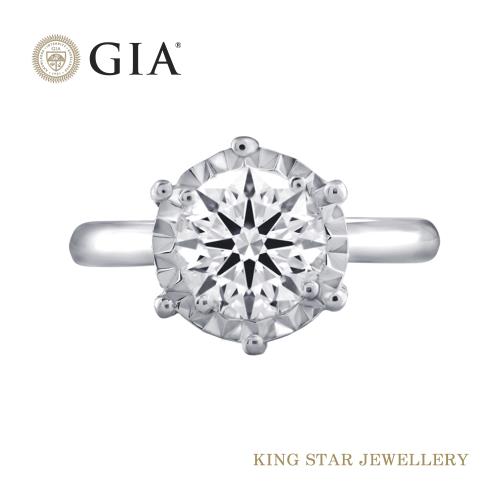 King Star GIA 一克拉鑽石18K金永恆戒指 (最白Dcolor VS1淨度)