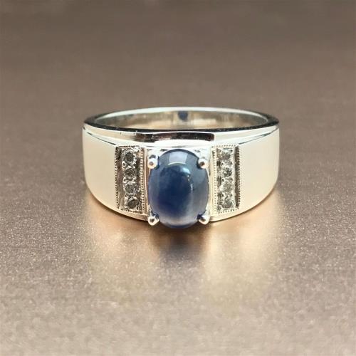 【ETgold 行家珠寶】超級特價~天然藍寶鑲天然鑽石白K金戒台