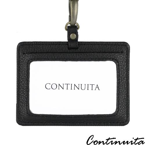 【Continuita 康緹尼】頭層牛皮超手感名片證件套夾(橫式黑)