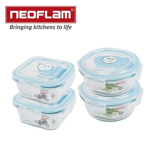 韓國NEOFLAM 玻璃保鮮盒四入組