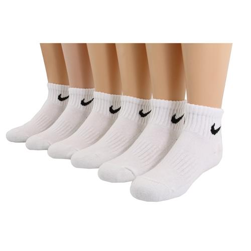 Nike 2018男女學童1/4低切白色運動短襪6入組