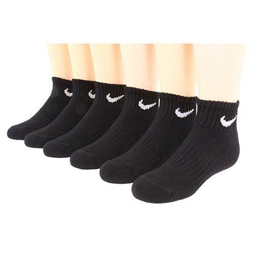 Nike 2018男女學童1/4低切黑色運動短襪6入組