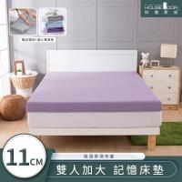 House door 好適家居 吸濕排濕表布 11cm波浪竹炭記憶床墊全配組 雙大6尺