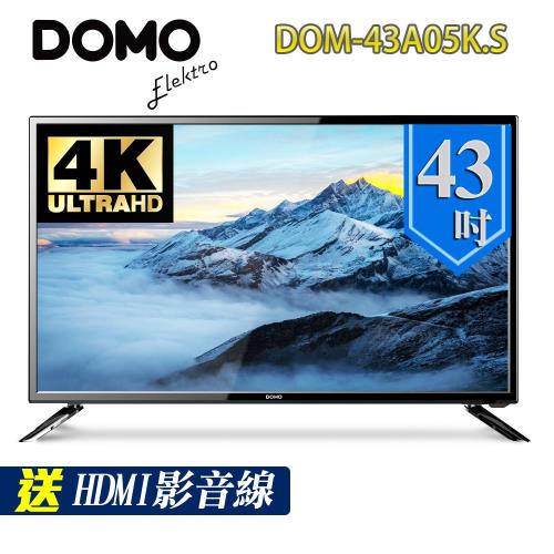 DOMO 43型4K UHD超級聲霸多媒體液晶顯示器+數位視訊盒(DOM-43A05K.S)