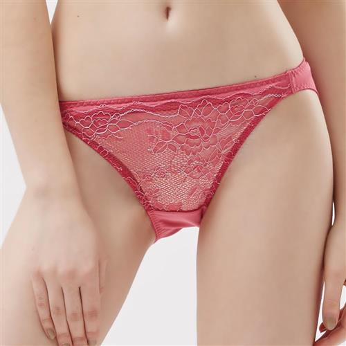 思薇爾 玫瑰花宴系列M-XL蕾絲低腰三角內褲(糖紅紫)