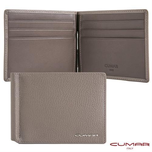 【CUMAR】CUMAR 義大利牛皮-時尚短夾-鈔票夾設計-灰岩系列