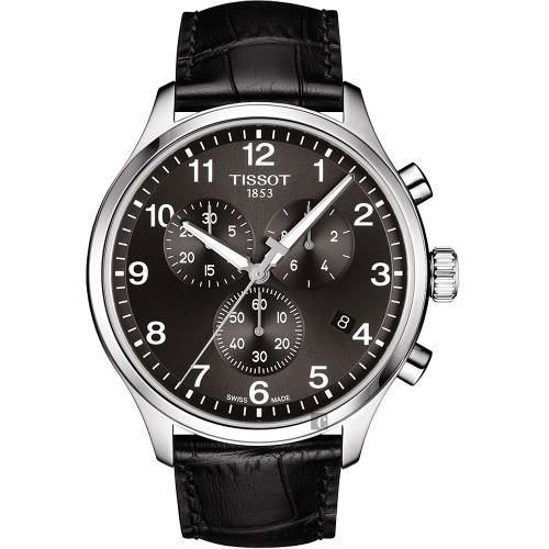 TISSOT天梭韻馳系列ChronoXL計時手錶-灰x黑/45mmT1166171605700