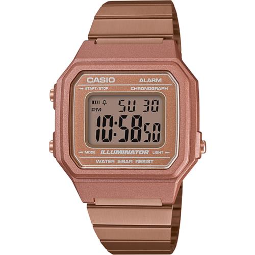 CASIO 復古文青風的大型數字數位錶-玫瑰金(B650WC-5A)