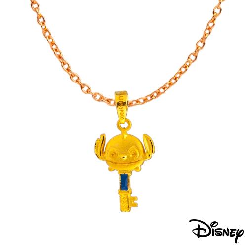 Disney迪士尼系列金飾 黃金/水晶墜子-心鎖史迪奇款 送項鍊