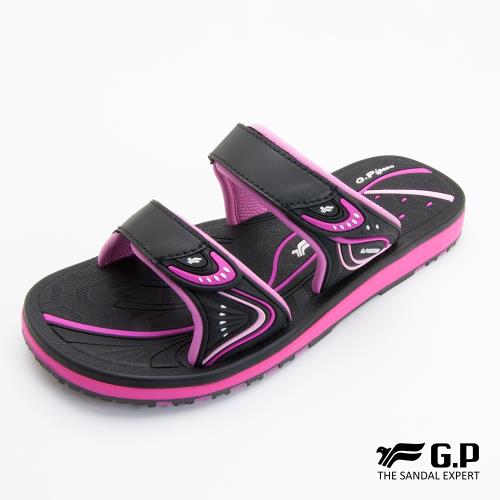 G.P 女款親子系列高彈性舒適雙帶拖鞋G8548BW-黑桃色(SIZE:33-39 共三色)