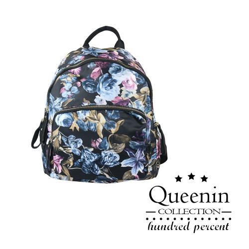 DF Queenin流行 - 經典花卉女人手提雙肩後背包