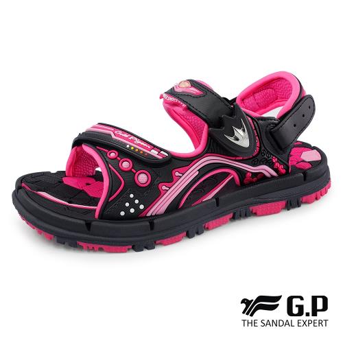 G.P 兒童透氣舒適磁扣兩用涼拖鞋G8671B-黑桃色(SIZE:31-35 共三色)