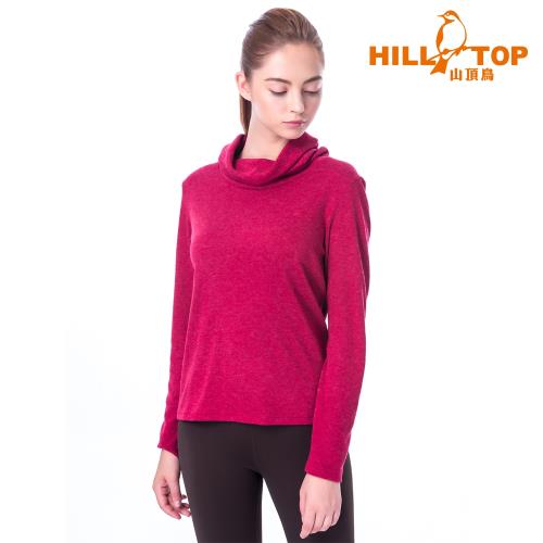 【hilltop山頂鳥】女款混羊毛保暖上衣H51FI4暗紅