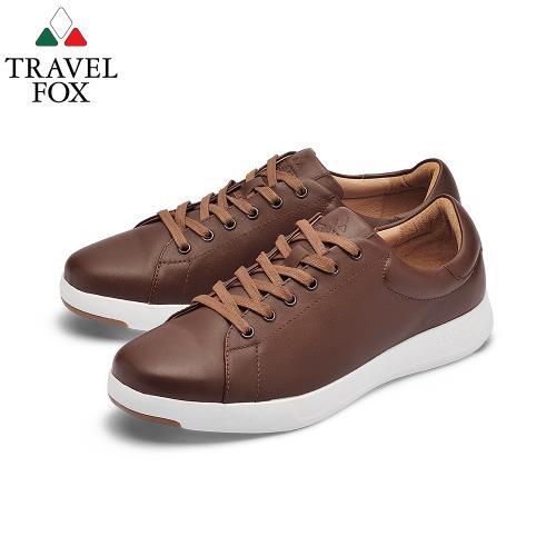 TRAVEL FOX(男) 輕雲系列 超軟牛皮輕量舒適運動鞋 - 大地咖