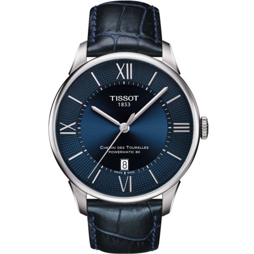 TISSOT天梭 杜魯爾 黃曉明廣告 動力80小時機械腕錶(藍/42mm) T0994071604800