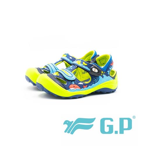 【G.P】兒童磁扣護趾涼鞋 童鞋-藍綠(另有桃粉、黃)
