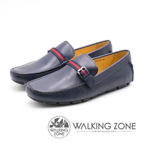 WALKING ZONE 紅藍織帶牛皮樂福鞋 男鞋 - 藍(另有棕)