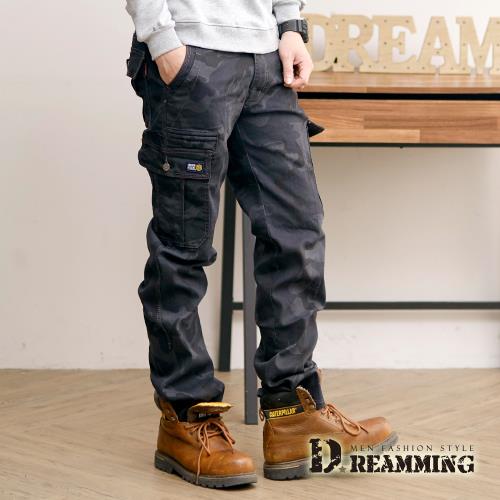 【Dreamming】嚴選潮感迷彩多口袋休閒工作長褲(深藍)