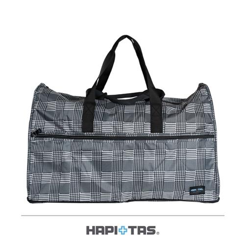 《Traveler Station》HAPI+TAS 摺疊圓形旅行袋(大)新款-306黑灰色蘇格蘭格紋