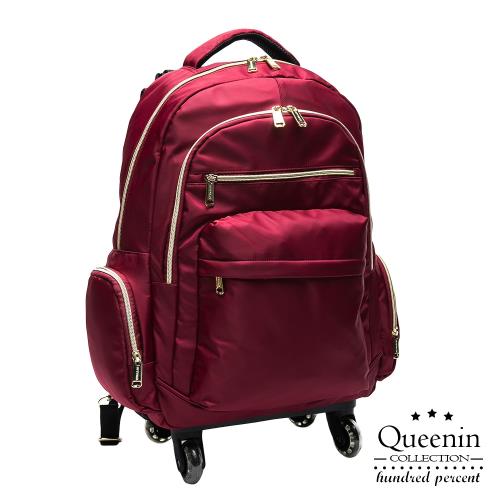 DF Queenin流行 - 大寬口可拆式360度滾輪休閒拉桿後背包(大) - 共3色