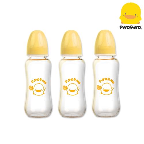黃色小鴨 Piyo Piyo -媽咪乳感質厚輕感標準口徑玻璃奶瓶250ml*3