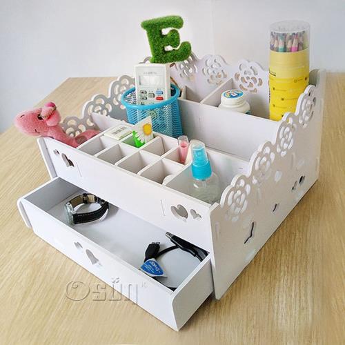 Osun-DIY木塑板兩層桌面收納整理盒化妝品首飾盒(CE178-S008)