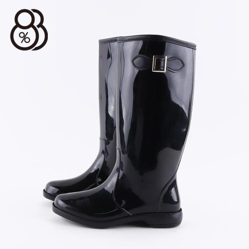【88%】雨鞋-MIT台灣製 純色亮面 舒適百搭 防水側扣環造型 高筒雨靴 雨鞋