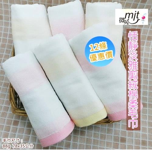 剪絨款 恬靜淡雅純棉毛巾(12條 整打優惠價) 台灣製毛巾推薦
