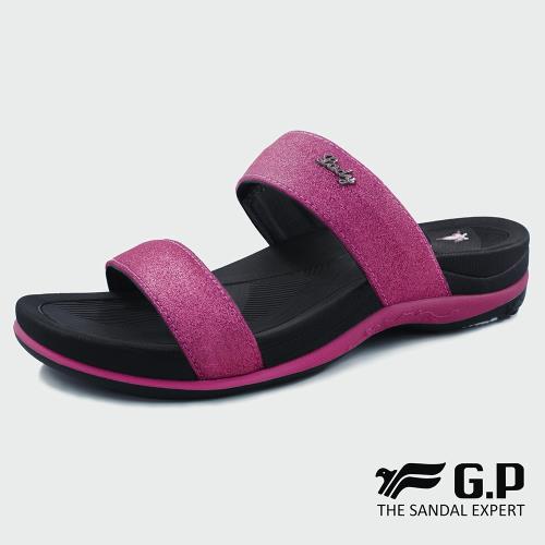G.P 亮蔥優雅舒適雙帶拖鞋G8538W-黑桃色(SIZE:35-40 共四色)