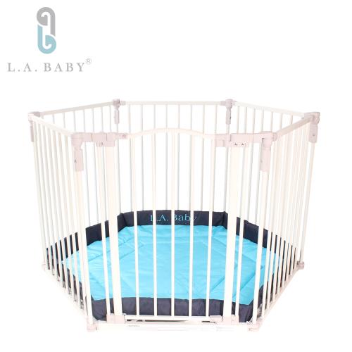 L.A. Baby   多功能兒童安全自動上鎖遊戲圍欄/護欄 (附藍色軟墊)