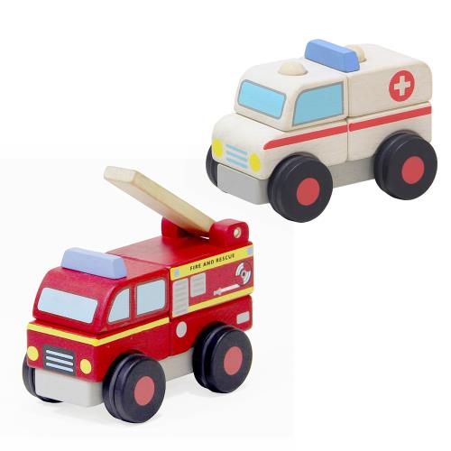 Mentari 立體積木消防雲梯車+救護車