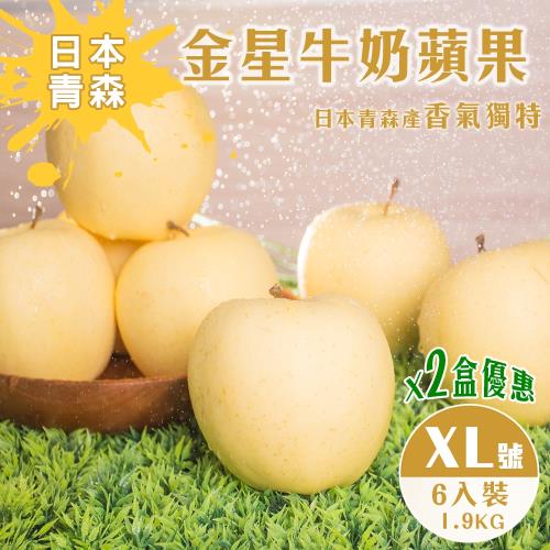 吉寶鮮果 日本青森XL號金星蘋果禮盒/6入裝X2盒優惠