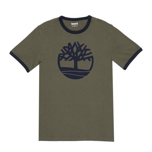 Timberland男款橄欖綠品牌Logo圓領T-ShirtA1W1VA58