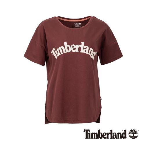 Timberland女款深紫紅品牌字母Logo T-ShirtB3513639