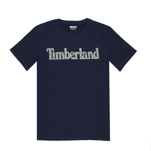 Timberland男款藍色品牌字母圓領T-ShirtA1X1GH78