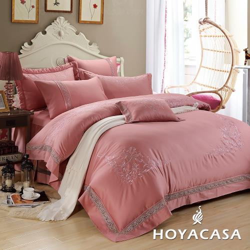 HOYACASA奢華歲月 加大八件式300織長纖細棉兩用被床罩組+贈一被兩枕-型(網)