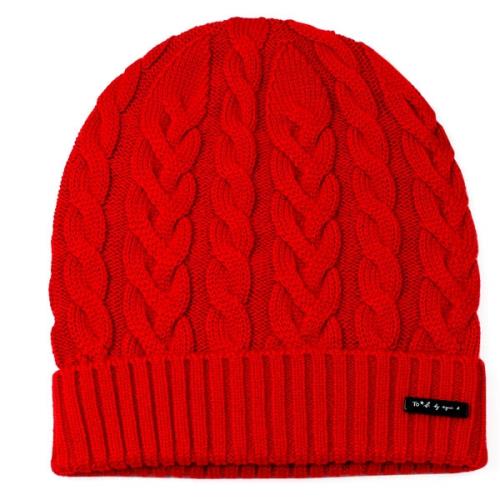 【agnes b.】時尚麻花編織 針織毛帽(紅色)