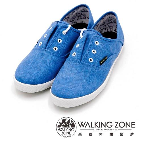 WALKING ZONE果漾YOUNG純棉帆布鞋休閒鞋 女鞋-藍