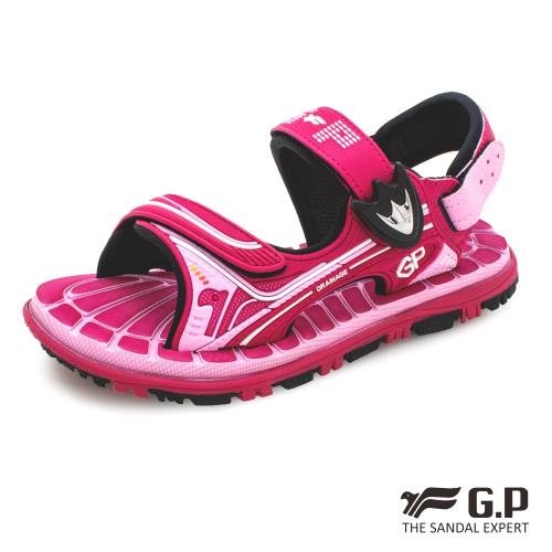 G.P 兒童舒適磁扣兩用涼拖鞋G9215B-桃紅色(SIZE:31-35 共三色)