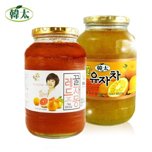 買一送一 韓太 韓國黃金蜂蜜茶系列1KG任選(柚子/葡萄柚)