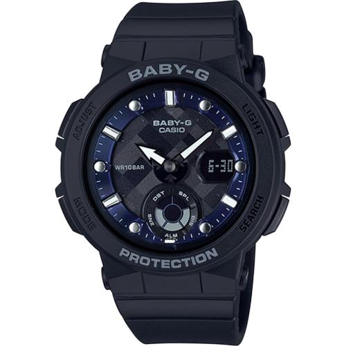 CASIO BABY-G 海水正藍指針數位雙顯女錶-黑X藍(BGA-250-1A)