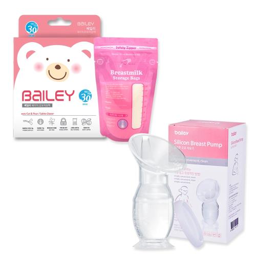 【韓國BAILEY貝睿】感溫母乳儲存袋(基本型30入)+集乳器
