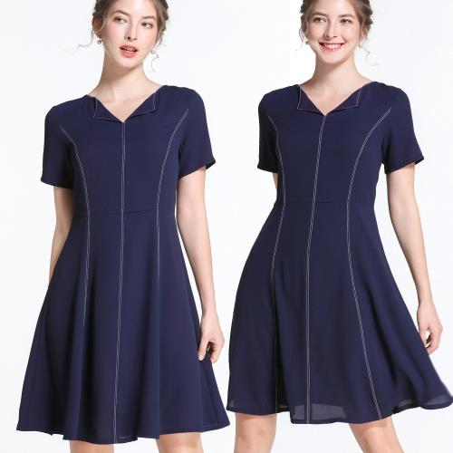 麗質達人 - 79550藍色雪紡洋裝
