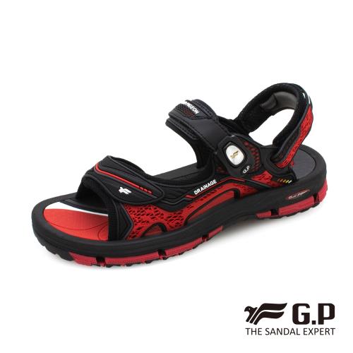 G.P 中性透氣舒適磁扣兩用涼拖鞋G9262-黑紅色(SIZE:37-43 共三色)